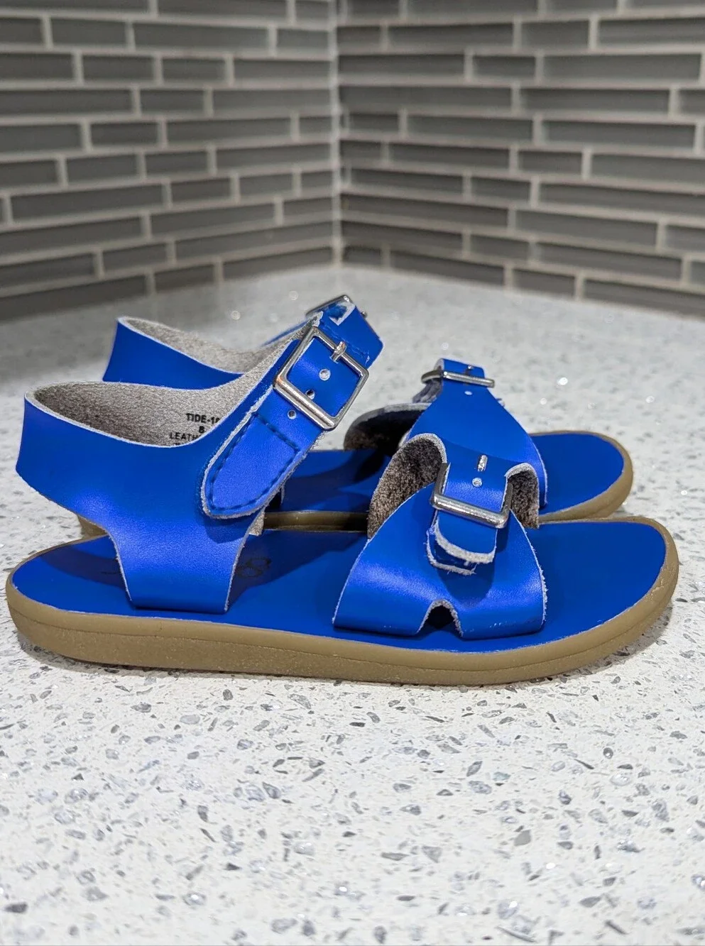 Footmates Kids Tide Saltwater Sandal Adjustable Blue Leather Toddler Girls Sz 8